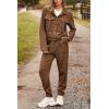 imagePRETTYGARDEN Womens Two Piece Sets Fall 2025 Long Sleeve Button Down Shacket Jacket Long Sweatpants Tracksuit Winter ClothesCamel