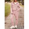imagePRETTYGARDEN Womens Two Piece Sets Fall 2025 Long Sleeve Button Down Shacket Jacket Long Sweatpants Tracksuit Winter ClothesPink