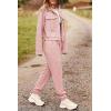 imagePRETTYGARDEN Womens Two Piece Sets Fall 2025 Long Sleeve Button Down Shacket Jacket Long Sweatpants Tracksuit Winter ClothesPink