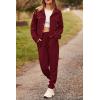 imagePRETTYGARDEN Womens Two Piece Sets Fall 2025 Long Sleeve Button Down Shacket Jacket Long Sweatpants Tracksuit Winter ClothesWine Red