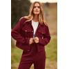 imagePRETTYGARDEN Womens Two Piece Sets Fall 2025 Long Sleeve Button Down Shacket Jacket Long Sweatpants Tracksuit Winter ClothesWine Red