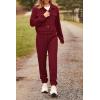 imagePRETTYGARDEN Womens Two Piece Sets Fall 2025 Long Sleeve Button Down Shacket Jacket Long Sweatpants Tracksuit Winter ClothesWine Red