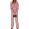 imagePRETTYGARDEN Womens 2 Piece Fall Lounge Sets 2025 Zip Up Hoodie Wide Leg Pants Tracksuit Matching Travel Outfits ClothesPink