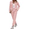 imagePRETTYGARDEN Womens Two Piece Sets Fall 2025 Long Sleeve Button Down Shacket Jacket Long Sweatpants Tracksuit Winter ClothesPink