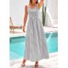 imagePRETTYGARDEN Womens 2025 Summer Spaghetti Strap Maxi Dresses Plaid Square Neck A Line Casual Beach Vacation Long SundressGrey