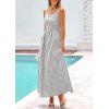 imagePRETTYGARDEN Womens 2025 Summer Spaghetti Strap Maxi Dresses Plaid Square Neck A Line Casual Beach Vacation Long SundressGrey