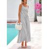 imagePRETTYGARDEN Womens 2025 Summer Spaghetti Strap Maxi Dresses Plaid Square Neck A Line Casual Beach Vacation Long SundressGrey