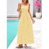 imagePRETTYGARDEN Womens 2025 Summer Spaghetti Strap Maxi Dresses Plaid Square Neck A Line Casual Beach Vacation Long SundressYellow
