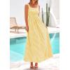 imagePRETTYGARDEN Womens 2025 Summer Spaghetti Strap Maxi Dresses Plaid Square Neck A Line Casual Beach Vacation Long SundressYellow