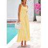 imagePRETTYGARDEN Womens 2025 Summer Spaghetti Strap Maxi Dresses Plaid Square Neck A Line Casual Beach Vacation Long SundressYellow
