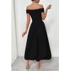 imagePRETTYGARDEN Womens Summer Off Shoulder Sleeveless Midi Dress Cocktail A Line Flowy Wedding Guest Dresses with PocketsBlack