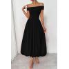 imagePRETTYGARDEN Womens Summer Off Shoulder Sleeveless Midi Dress Cocktail A Line Flowy Wedding Guest Dresses with PocketsBlack