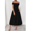 imagePRETTYGARDEN Womens Summer Off Shoulder Sleeveless Midi Dress Cocktail A Line Flowy Wedding Guest Dresses with PocketsBlack