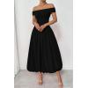 imagePRETTYGARDEN Womens Summer Off Shoulder Sleeveless Midi Dress Cocktail A Line Flowy Wedding Guest Dresses with PocketsBlack