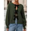imagePRETTYGARDEN Cardigan Sweaters for Women Fall Fashion 2025 Bow Tie Front Long Sleeve Knit Sweater Tops Cute Winter ClothesArmy Green