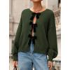 imagePRETTYGARDEN Cardigan Sweaters for Women Fall Fashion 2025 Bow Tie Front Long Sleeve Knit Sweater Tops Cute Winter ClothesArmy Green