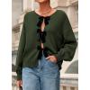 imagePRETTYGARDEN Cardigan Sweaters for Women Fall Fashion 2025 Bow Tie Front Long Sleeve Knit Sweater Tops Cute Winter ClothesArmy Green