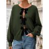 imagePRETTYGARDEN Cardigan Sweaters for Women Fall Fashion 2025 Bow Tie Front Long Sleeve Knit Sweater Tops Cute Winter ClothesArmy Green