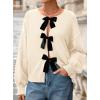 imagePRETTYGARDEN Cardigan Sweaters for Women Fall Fashion 2025 Bow Tie Front Long Sleeve Knit Sweater Tops Cute Winter ClothesBeige