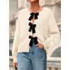 imagePRETTYGARDEN Cardigan Sweaters for Women Fall Fashion 2025 Bow Tie Front Long Sleeve Knit Sweater Tops Cute Winter ClothesBeige