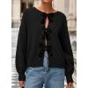 imagePRETTYGARDEN Cardigan Sweaters for Women Fall Fashion 2025 Bow Tie Front Long Sleeve Knit Sweater Tops Cute Winter ClothesBlack