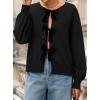 imagePRETTYGARDEN Cardigan Sweaters for Women Fall Fashion 2025 Bow Tie Front Long Sleeve Knit Sweater Tops Cute Winter ClothesBlack