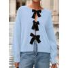 imagePRETTYGARDEN Cardigan Sweaters for Women Fall Fashion 2025 Bow Tie Front Long Sleeve Knit Sweater Tops Cute Winter ClothesLight Blue