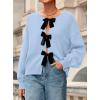 imagePRETTYGARDEN Cardigan Sweaters for Women Fall Fashion 2025 Bow Tie Front Long Sleeve Knit Sweater Tops Cute Winter ClothesLight Blue