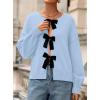 imagePRETTYGARDEN Cardigan Sweaters for Women Fall Fashion 2025 Bow Tie Front Long Sleeve Knit Sweater Tops Cute Winter ClothesLight Blue