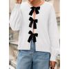 imagePRETTYGARDEN Cardigan Sweaters for Women Fall Fashion 2025 Bow Tie Front Long Sleeve Knit Sweater Tops Cute Winter ClothesWhite