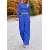 imagePRETTYGARDEN Womens 2 Piece Sets 2025 Fall Long Sleeve Crop Tops Wide Leg Pants Matching Outfit Tracksuits Fashion ClothingBlue