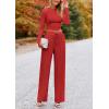 imagePRETTYGARDEN Womens 2 Piece Sets 2025 Fall Long Sleeve Crop Tops Wide Leg Pants Matching Outfit Tracksuits Fashion ClothingRed