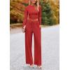 imagePRETTYGARDEN Womens 2 Piece Sets 2025 Fall Long Sleeve Crop Tops Wide Leg Pants Matching Outfit Tracksuits Fashion ClothingRed