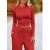 imagePRETTYGARDEN Womens 2 Piece Sets 2025 Fall Long Sleeve Crop Tops Wide Leg Pants Matching Outfit Tracksuits Fashion ClothingRed