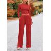 imagePRETTYGARDEN Womens 2 Piece Sets 2025 Fall Long Sleeve Crop Tops Wide Leg Pants Matching Outfit Tracksuits Fashion ClothingRed