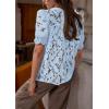imagePRETTYGARDEN Womens 2025 Spring Lace Tops Short Puff Sleeve Casual Dressy Blouses Eyelet Crew Neck Button Down ShirtsLight Blue