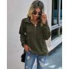 imagePRETTYGARDEN Womens Casual Long Sleeve Lapel Zipper Sweatshirt Drawstring Loose Pullover TopsArmy Green