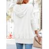 imagePRETTYGARDEN Womens Casual Long Sleeve Lapel Zipper Sweatshirt Drawstring Loose Pullover TopsBeige White
