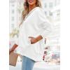 imagePRETTYGARDEN Womens Casual Long Sleeve Lapel Zipper Sweatshirt Drawstring Loose Pullover TopsBeige White