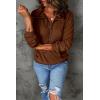 imagePRETTYGARDEN Womens Casual Long Sleeve Lapel Zipper Sweatshirt Drawstring Loose Pullover TopsBrown