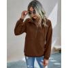 imagePRETTYGARDEN Womens Casual Long Sleeve Lapel Zipper Sweatshirt Drawstring Loose Pullover TopsBrown