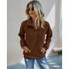 imagePRETTYGARDEN Womens Casual Long Sleeve Lapel Zipper Sweatshirt Drawstring Loose Pullover TopsBrown