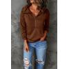 imagePRETTYGARDEN Womens Casual Long Sleeve Lapel Zipper Sweatshirt Drawstring Loose Pullover TopsBrown