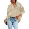 imagePRETTYGARDEN Womens Casual Long Sleeve Lapel Zipper Sweatshirt Drawstring Loose Pullover TopsButton Apricot