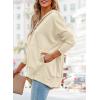 imagePRETTYGARDEN Womens Casual Long Sleeve Lapel Zipper Sweatshirt Drawstring Loose Pullover TopsButton Apricot