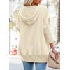 imagePRETTYGARDEN Womens Casual Long Sleeve Lapel Zipper Sweatshirt Drawstring Loose Pullover TopsButton Apricot