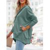 imagePRETTYGARDEN Womens Casual Long Sleeve Lapel Zipper Sweatshirt Drawstring Loose Pullover TopsButton Bean Green