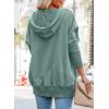 imagePRETTYGARDEN Womens Casual Long Sleeve Lapel Zipper Sweatshirt Drawstring Loose Pullover TopsButton Bean Green