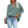 imagePRETTYGARDEN Womens Casual Long Sleeve Lapel Zipper Sweatshirt Drawstring Loose Pullover TopsButton Bean Green