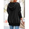 imagePRETTYGARDEN Womens Casual Long Sleeve Lapel Zipper Sweatshirt Drawstring Loose Pullover TopsButton Black